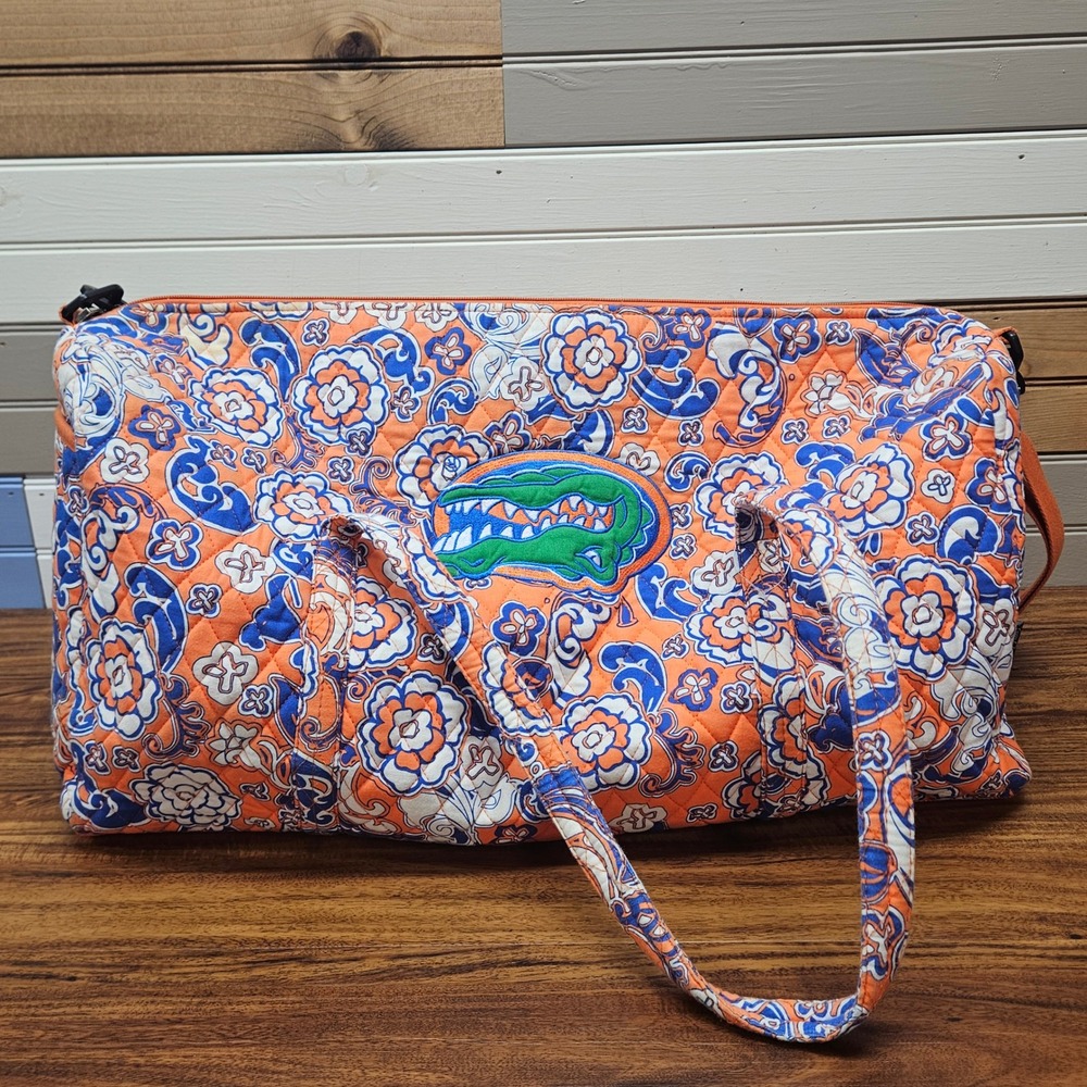 Florida Gators Quilted Duffel Bag Orange Blue Floral Travel Tote
